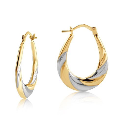 Zweifarbige gold oval creolen - gold,