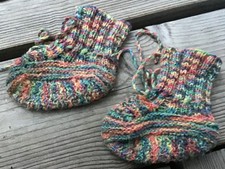 Baby Strickschuhe, Stricksocken, Länge 10cm,blau,grün,orange,pink