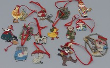 14x ZINNFIGUREN ZINNANHÄNGER KÜHN SCHWEIZER HEXE KATZE KUH EULE HUHN