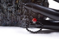 Edelstein Schwarzer Spinell & Roter Achat Ring ca. 5,7cm