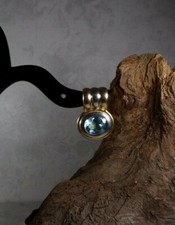 D27-18/ eleganter Anhänger Blautopas  Gelbgold 585 / 14 K   massiv und schwer
