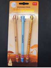 Legami Wild Savannah Stift Set Löwe Elefant Giraffe löschbar Gelschreiber