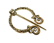 Wikinger Fibel Urnes Style Ringfibel Zink goldfarben Wikingerschmuck verziert
