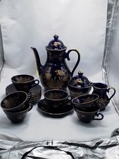 Kaffeeservice Bareuther Waldsassen Echt Cobalt mit Goldverzierungen 17-teilig 