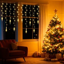 5m/10m LED Lichterkette Eiszapfen Party Außen Christbaum Lampion 360/720 LEDs