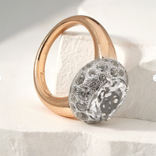 POMELLATO RING TABOU 750 ROSÉGOLD TOPAS 3CT OVAL WEISS GR.52 DAMEN