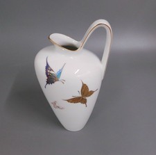 Vase 22 cm Krug Heinrich Porzellan Manufaktur Chiemsee signiert Schmetterlinge 