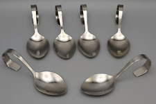 AUENTHAL Edelstahl 6x HÄPPCHENLÖFFEL gebogene Speiselöffel ca. 12,5 cm TOP