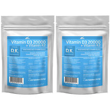 Vitamin D3 + K2 Depot Tabletten - 20.000 IE - 200 Tabletten 2 Packungen