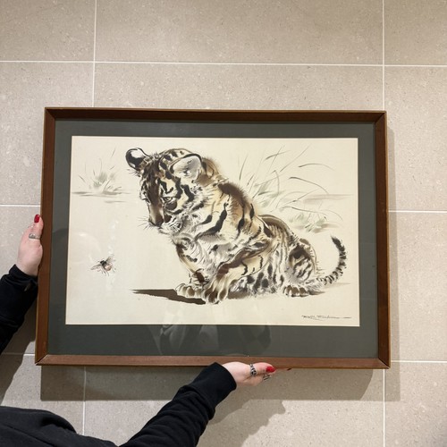 Vintage gerahmter druck - vintage, tiger