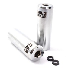  BMX Pegs 10mm 14mm silber chrom KHE CNC PRO492g mit Adapter und Laser Logo