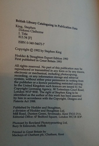 First uk edition dolores - first,
