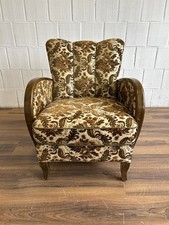 Vintage Cocktailsessel Blumenmuster 70er Jahre braun 4 Füße Holz