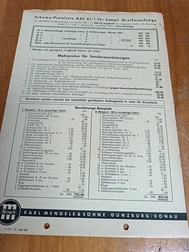 Prospekt mengele preisliste - prospekt,