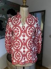 Boho Style Ibiza, Bluse, Rot/weiss in L