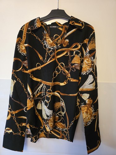 Shein bluse schwarz gold - bluse,