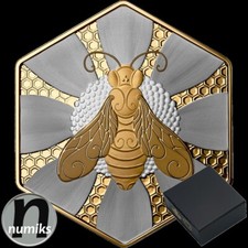 HONIGBIENE Honey Bee Kanada 2025 - 1 Oz Silber Rev Proof Vergoldet Hexagonal BOX
