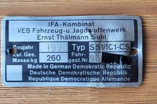 Simson S51 Typenschild Plakette DDR Moped