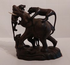 Große holzfigur elefant mit - große,