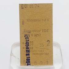 Fahrkarte Fahrschein Hildesheim Hannover 1974