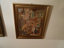 Gobelin Bild Handarbeit mit Rahmen 50 cm mal 60 cm Groß Spitzweg Der Gratulant