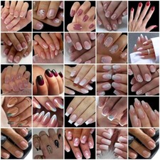 24 Stück Künstliche Fingernägel Press On mit Feile Kleber Kunstnägel Nagel Tips