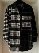 NEU! Flanell Hemd Bluse Blusenjacke schwarz weiß Gr. 38