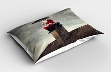 Kopfkissenbezug Modern Dekokissen Weihnachten Sankt auf Kamin in Regen