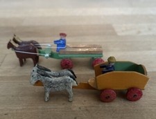 antikes ERZGEBIRGE Konvolut Vintage Figuren- Pferde Fuhrwerk- tw. defekt