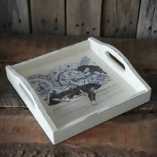 Vintage Holztablett 24x24 cm