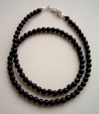 Turmalin Kette schwarz - 925 Silber - 65 Karat - 40 cm - Schörl - 4 mm - Black