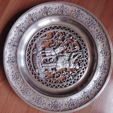 Zinn-Wandteller der Deutschen Firma SKS mit Herbst Motiv 