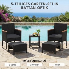 5er Garten-Set in Rattan-Optik