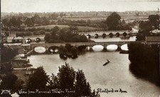 Stratford-on-Avon, Blick vom Memorial Theatre Tower, s/w Bild Vintage Postkarte