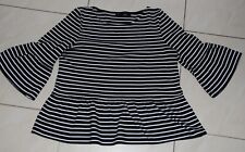 Hallhuber Shirt/Tunika Gr. M – Schwarz/Weiß Gestreift mit Volants, Neuwertig