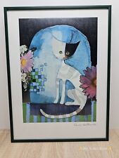 Rosina Wachtmeister ? Katzenmotiv Gerahmt / Kunstdruck / Bild / 1985 / 30×40cm