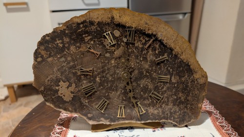 Tischuhr fossiliem holz - fossiliem,