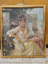 French Woman Paris Malerei Gemälde Öl auf Leinwand Goldrahmen signiert