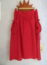 Backstage Leinenrock Rot 100% Leinen Weit Schwingend Midilänge Taschen size S 
