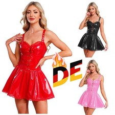 DE Damen Lack Leder Kleid