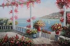 Handgemalt 60x90 Ölgemälde Südlandschaft handgemalt Öl auf Leinwand Signiert