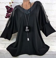 2W Designer Kleid Tunika Bluse Shirt Top Lagenlook Longshirt Schwarz 3) 46 48
