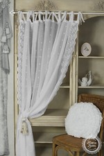 Gardine Schal Vorhang Stickerei 'Vintage' weiß 200x250 Landhaus Shabby van Deurs