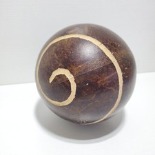 Deko Holzkugel Massivholz alt 11 cm Holz Kugel Dekoration Handarbeit Muster 