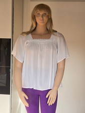 BROADWAY Dirndl Bluse Tunika Weiß Gr.M  lässig Boho mit Spitze Stickerei