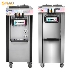 SIHAO Kommerzielle Softeismaschine 20-28L/H Eiscreme Speiseeismaschine 3 Flavor