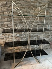 Regal, Raumteiler Platte Schwarz Glas 10 MM, Gestell: Metall pulverbeNickelfarbe