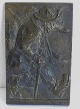 Bronze Relief Fuchs als Jäger