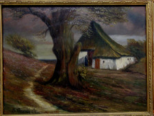 Bauernhaus in Nordfriesland Berthold Grandisch Öl Hartfaser Schleswig Holstein