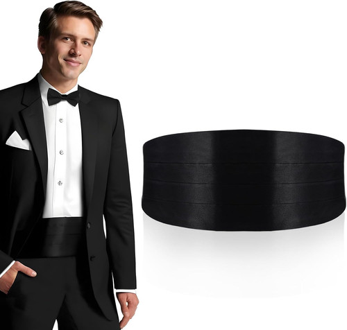 Kummerbund schwarz satin - schwarz,